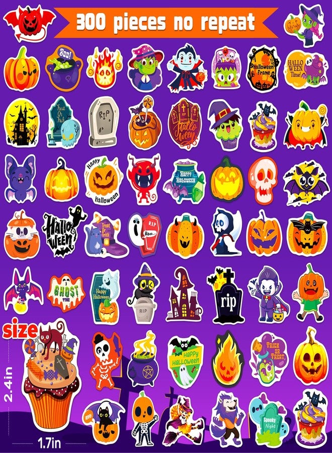 WAKEMOODEI 300PCS Halloween Stickers for Kids, Cute Halloween Pumpkin Stickers Bulk for Water Bottles Vinyl Holiday Sticker for Teens, Party Favors Gifts - Image 2